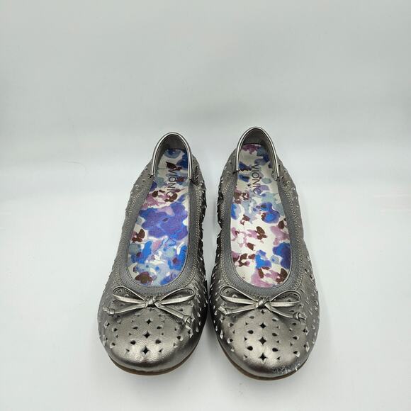 Vionic Shoes - Vionic Womens 9.5 Spark Surin Perforated Ballet Flats Bow Gray Metallic